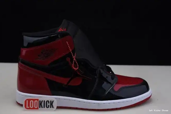 1st Kicks Shoes Patent Air High Jordan OG 1 555088-063 Bred 0618